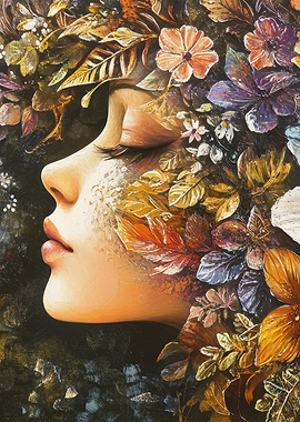 Floral Woman Profile Painting