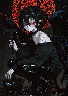 Dark Angel with Axe Digital Art