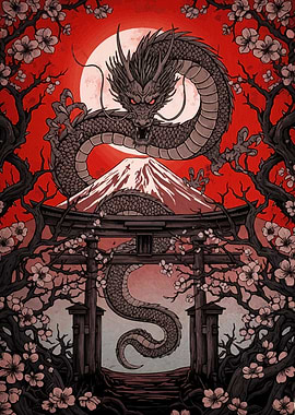 Dragon Mount Fuji Torii Gate