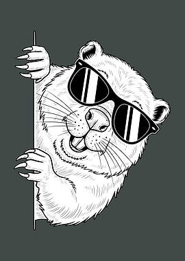 Cool Beaver with Sunglasses Illustration