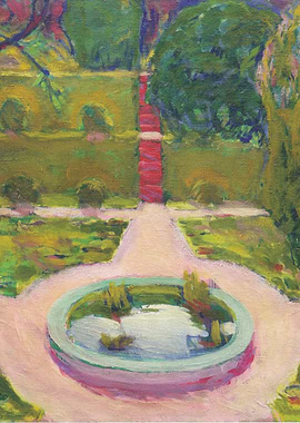 Impressionistic Garden with Fountain Painting