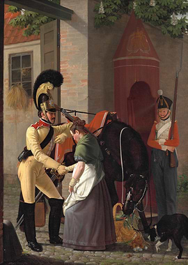 Soldier Helping Woman onto Horse