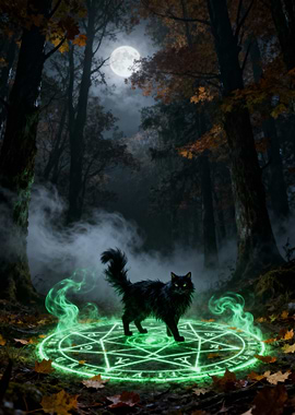 Black Cat on Magic Circle