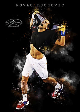Novak Djokovic Tennis Celebration Art