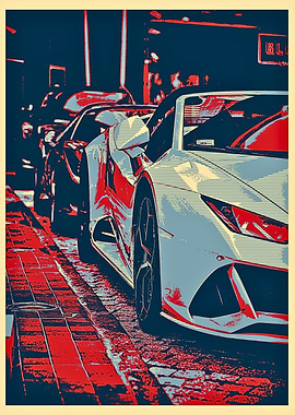 Luxury Cars in Red, White, and Blue