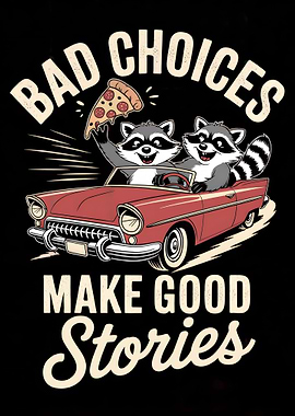 Raccoons in Car with Pizza