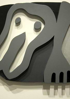 Abstract Gray and Black Wall Art by jean arp