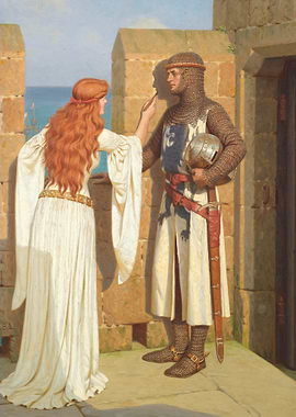 Knight and Lady Farewell Painting