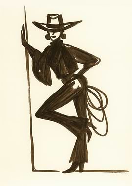 Fashion Cowgirl Western Brown Ink