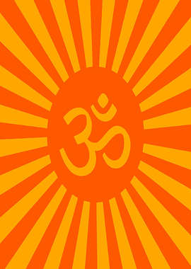 Om Symbol with Sun Rays