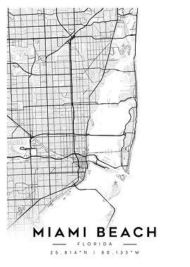 Miami Beach Florida Map Art