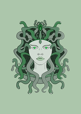 Medusa Portrait with Snakes and Crown