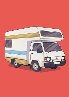 Mitsubishi L300 Camper Van Illustration