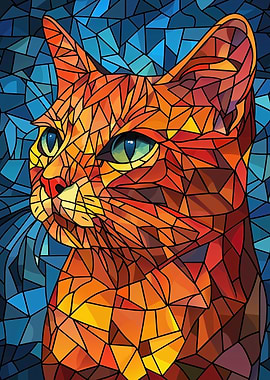 Stained Glass Cat Portrait