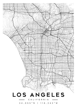 Los Angeles California Map Art