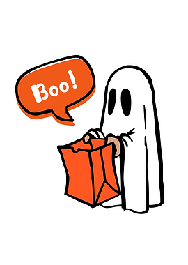 Cute Ghost with Trick-or-Treat Bag