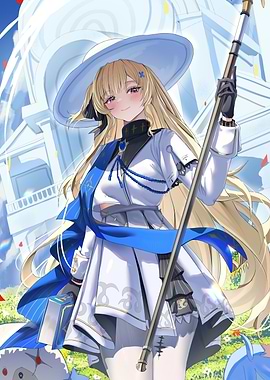 Girl with Staff and Hat