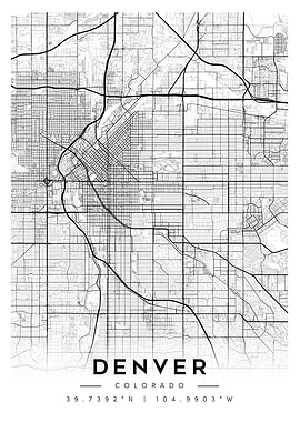 Denver Colorado City Map Art
