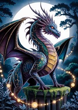 Majestic Dragon Under Moonlight