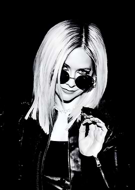 Avril Lavigne Black and White Portrait