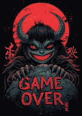 Game Over Demon with Red Moon