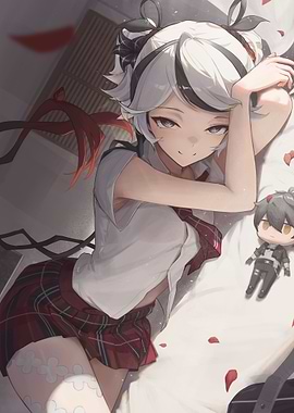 Camellya Wuthering Waves in School Uniform Lying Down