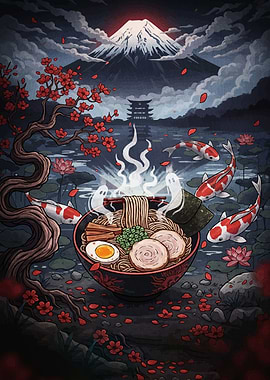 Ramen Bowl Japanese Landscape