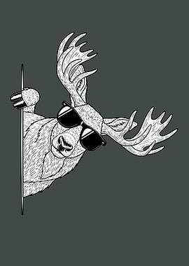 Cool Moose with Sunglasses Illustration
