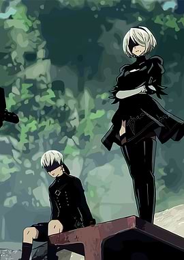 Nier Automata 2B and 9S Illustration
