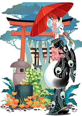 Fox Spirit in Japanese Shrine