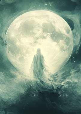 Ethereal Figure Under Moonlight