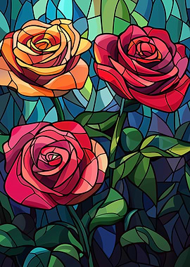 Stained Glass Roses