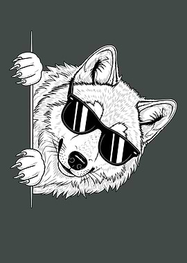 Cool Wolf with Sunglasses Illustration