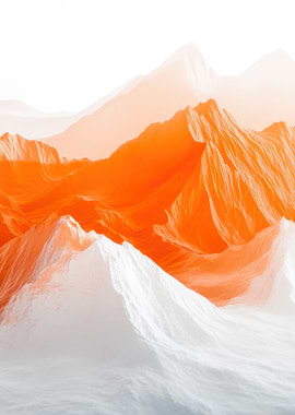 Orange and White Mountain Landscape