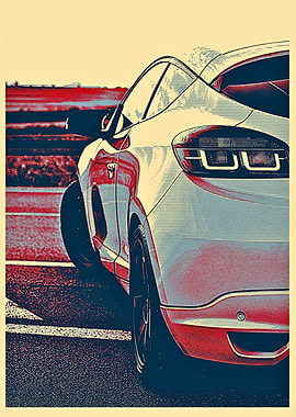 Car Rear View Pop Art