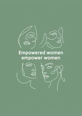 Empowered Women Line Art on Green