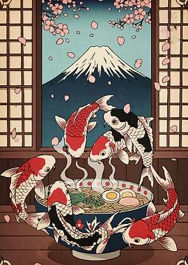 Koi Fish Ramen Ukiyo-e