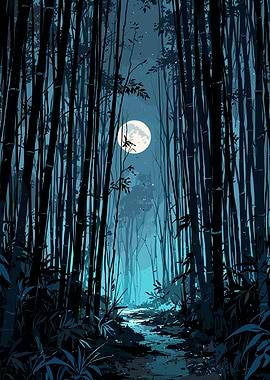 Bamboo Forest Moonlight