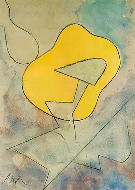 Abstract Yellow Figure with Geometric Shapes
