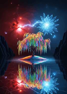Rainbow Tree Island with Crystal Star
