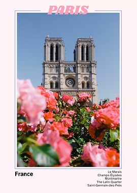 Paris, France: Notre Dame and Roses