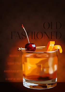 Old Fashioned Cocktail Illustration
