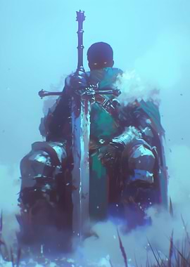 Armored Warrior with Greatsword in Mist