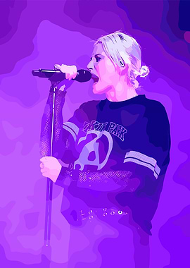 Singer Performing on Stage in Purple Light