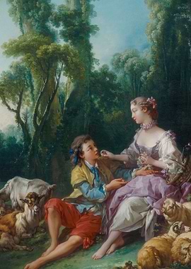 Pastoral Scene with Young Couple and Animals