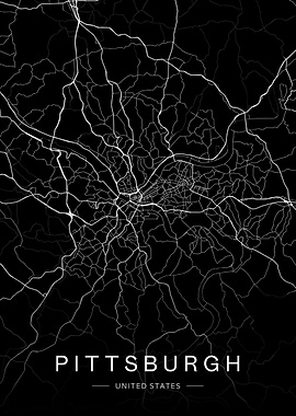 Pittsburgh City Map - Minimalist Design