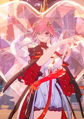 Anime Girl with Pink Hair