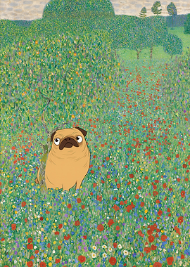 Klimt Poppies Pug Flowers