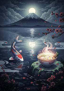Ramen Koi Fish Mount Fuji