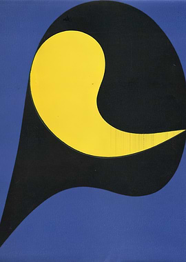 jean arp Abstract Painting: Yellow, Black, and Blue